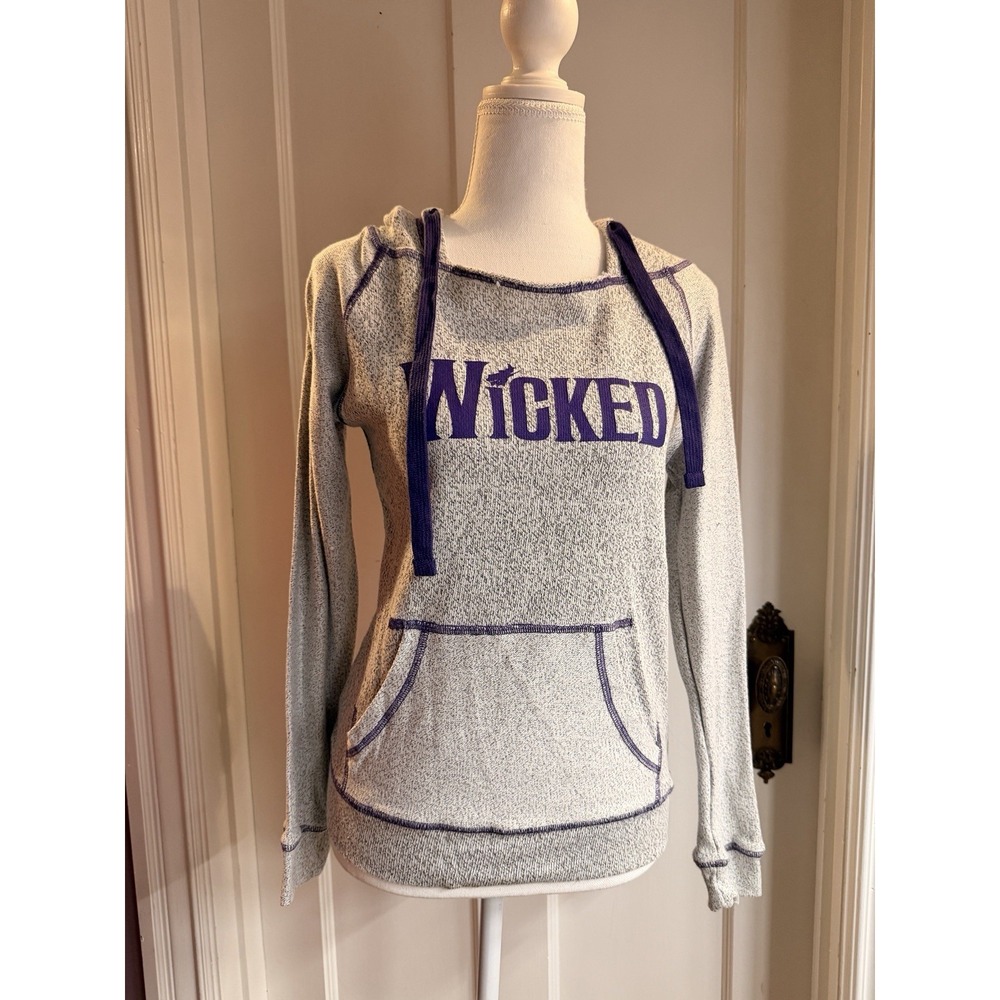 Wicked the‎ Musical Women's Hoodie Sweatshirt Size XS Pullover Grey Purple